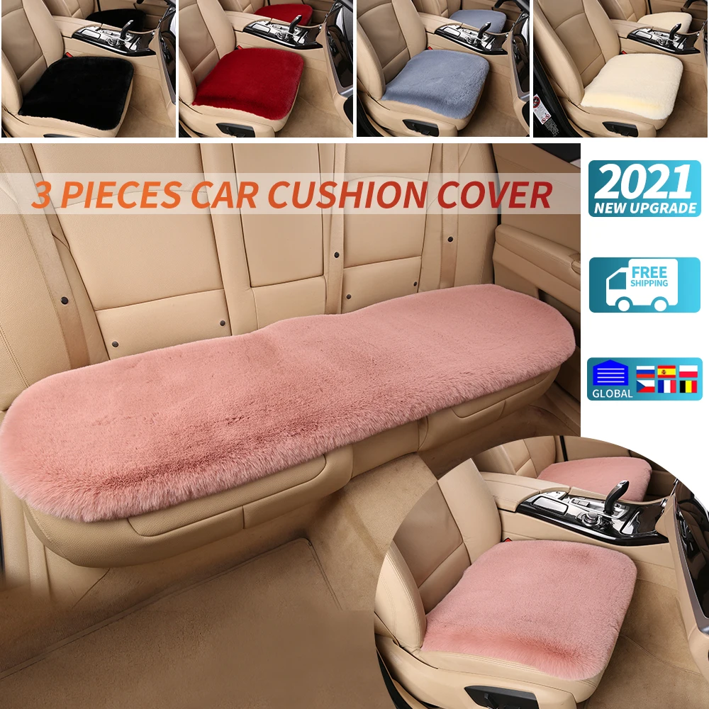 

Car Seat Cover Cushion Plush Fur For Women Full Set Car Seat Cover Winter Warm Seat Cushion High Quality Rabbit Fur For 5 Seater
