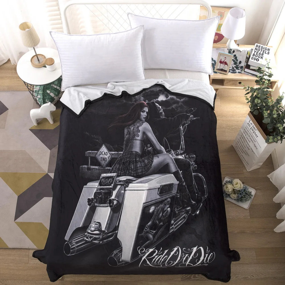 Bed Linen 56 Double Layer Thick 3d Skull Blanket Flag Pattern Sherpa Plush Throw For Beds Soft Siesta | Дом и сад