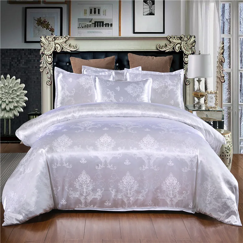 

European Style Satin Jacquard 3Pcs Duvet Cover Set Bedding Set 2Pcs Pillowcases 1Pcs Duvet Cover(Without Sheet)