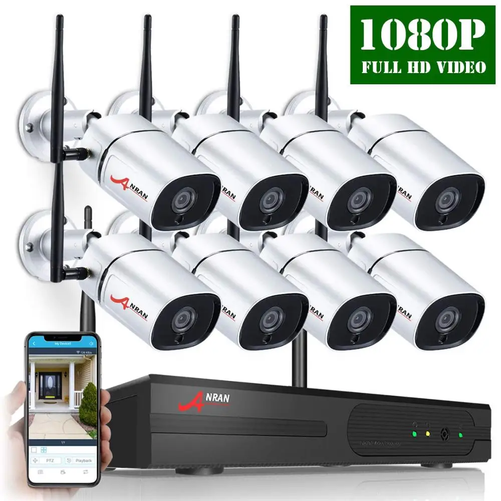 Беспроводная камера видеонаблюдения ANRAN 1080P 4 канала NVR ночное видение для улицы Wi