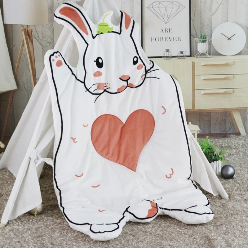 

T5EC 1Set Anti-Slip Reading Area Rug for Kids Racoon Bunny Rug Crawling Mat Non-Slip Rabbit Carpet for Kids Puzzle Playmats