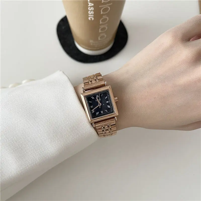 7Rings Trendy Vintage Style Casual Minimal Watch For Woman Stainless Steel Square Quartz Luxury Fashion Wristwatch For Female enlarge