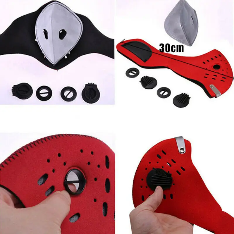 5 шт. PM2.5 моющаяся велосипедная маска для лица с фильтром дыхательный клапан