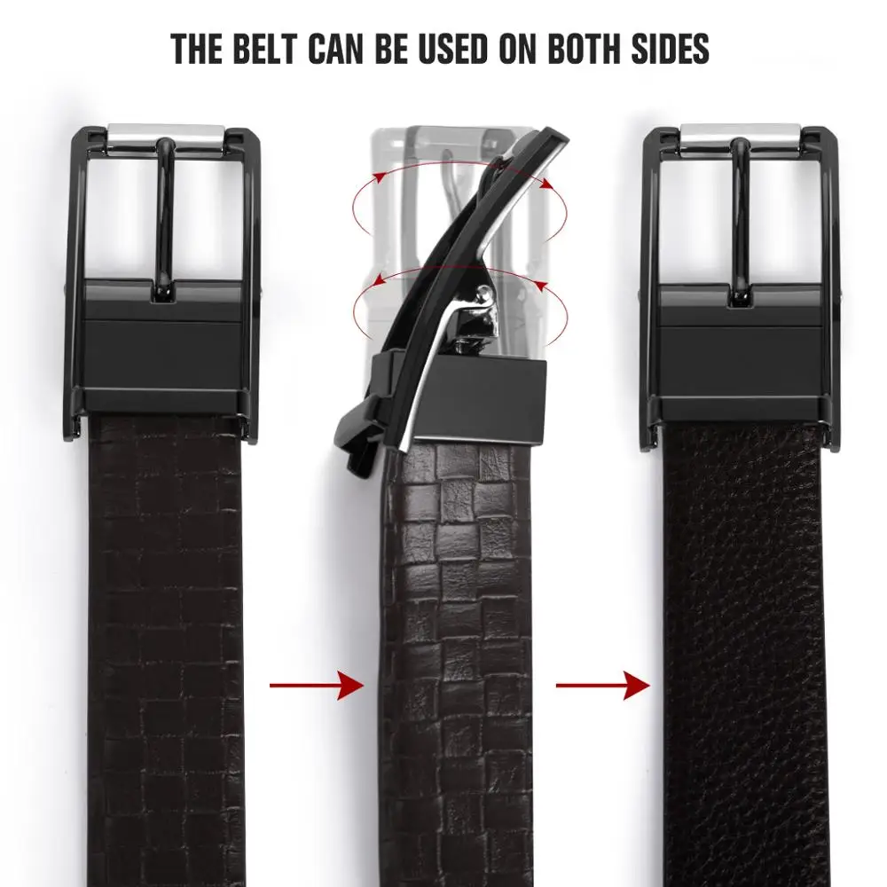 Men Belt for Jeans High Quality Leather Reversible Buckle Double Side Usage Male Strap Pants Hot Selling | Аксессуары для одежды