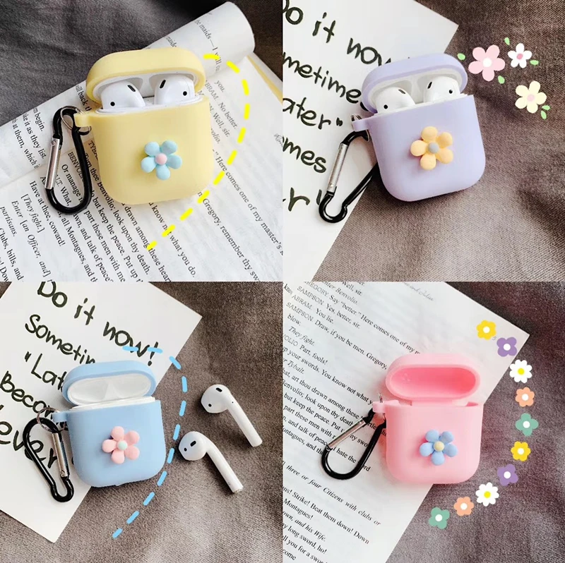 Роскошный милый корейский 3D цветок цвет розовый силиконовый Bluetooth беспроводные