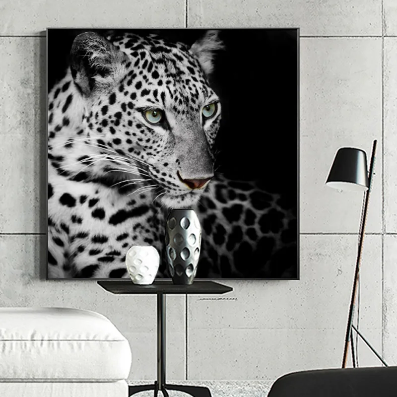 Современная Картина на холсте леопард тигр животные Куадрос черные белые