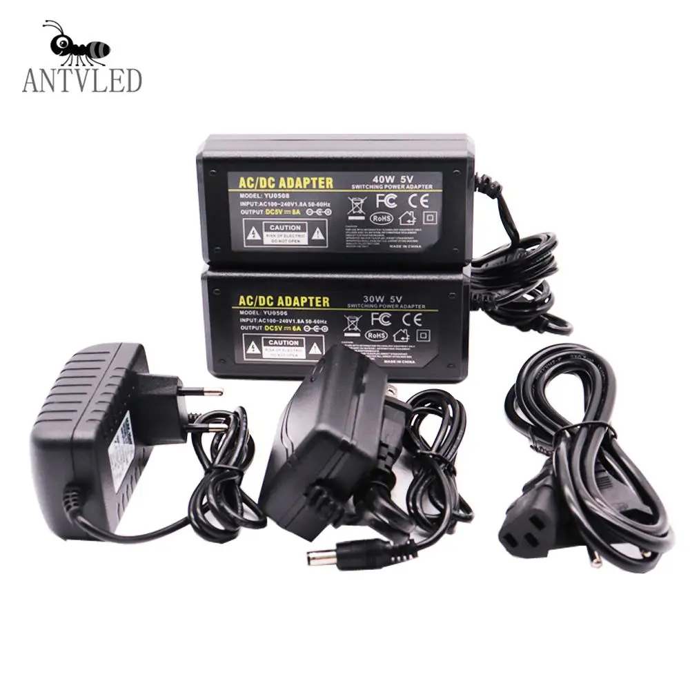 Высококачественный источник питания для светодиодов 5 В, 2A, 3A5A, 6A, 8A, 10-элементный трансформатор для светодиодных лент DC5V, WS2801, WS2812B, SK6812