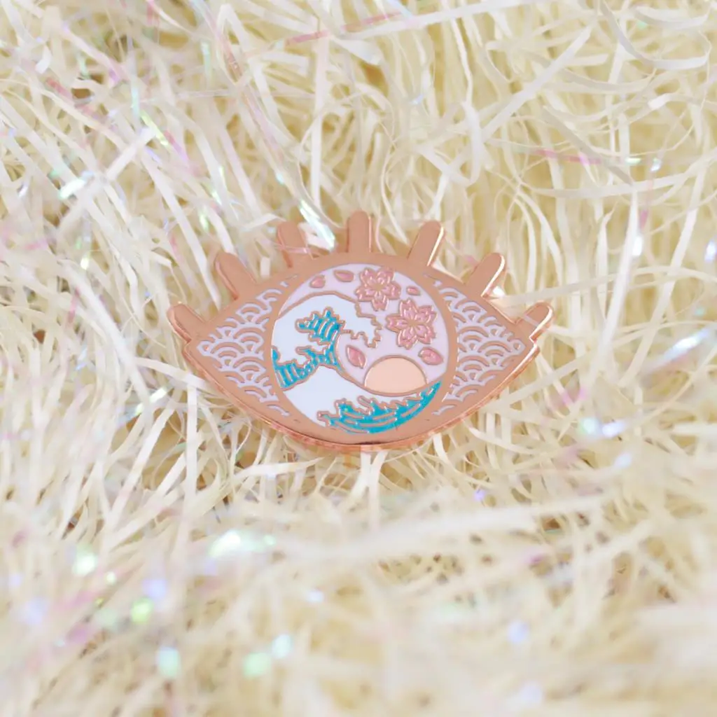 XM-забавная заколка с красивым закатом глаз жесткая эмалированная милым