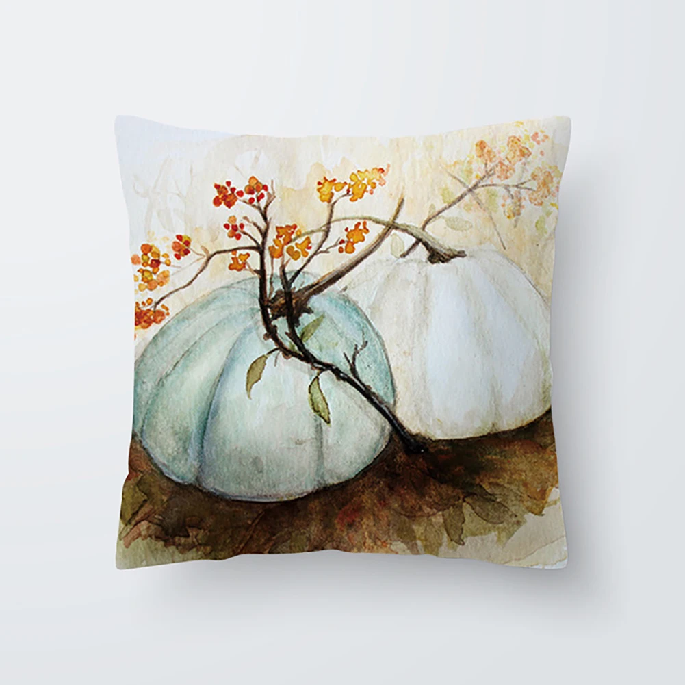 

Thanksgiving Day Cushion Cover Pumpkin Pillow Cover 45*45cm Halloween Throw Pillow Case Farmhouse Decor Cushions for Sofa Case