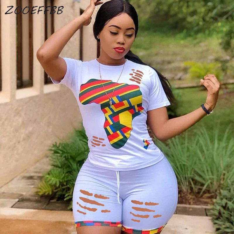 

ZOOEFFBB Plus Size Two Piece Set Women Tracksuit Hole Short Sleeve Top and Shorts Sweat Suits Lounge Wear Outfits Matching Sets