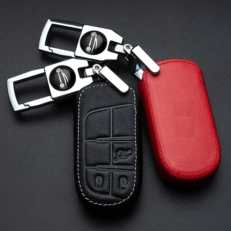 

key bag for jeep Compass Renegade Cherokee Grand Cherokee leather Smart Remote key Case Cover Holder