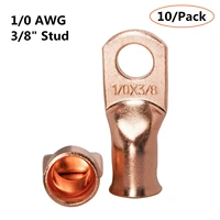 10pcs 10awg 38 electrical wire ring connectors copper tube lug battery cable welding crimp terminals uninsulated kit