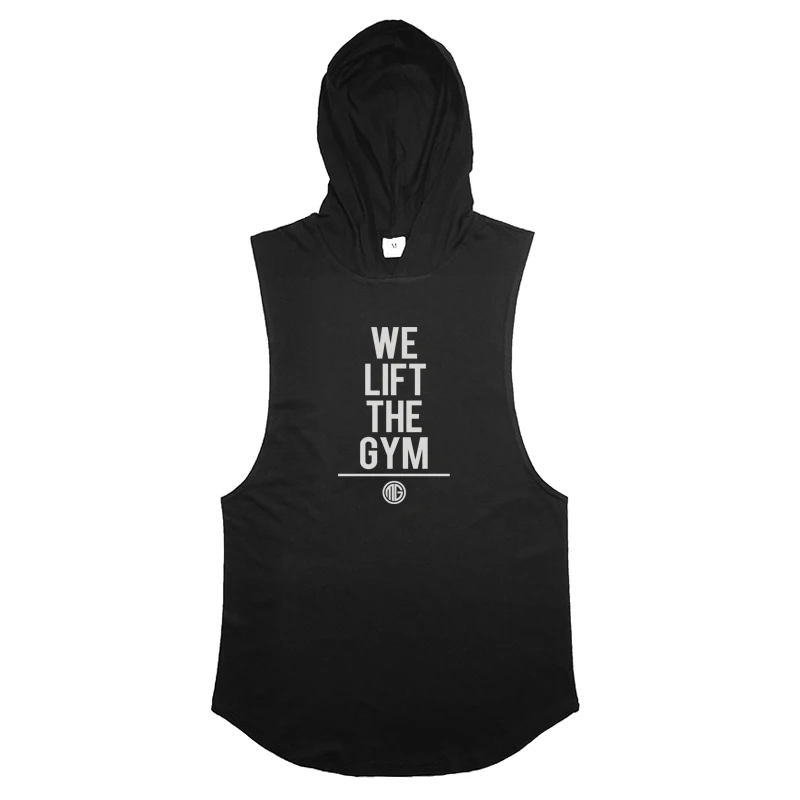 

Fitness Hooded Tank Top Men Summer Bodybuilding Stringer Singlets Workout Sleeveless T Shirt Gym Clothing Cotton Hoodies Vest