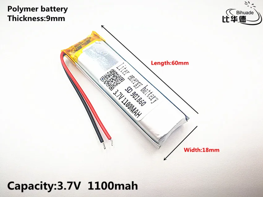 

Liter energy battery Good Qulity 3.7V,1100mAH,901860 Polymer lithium ion / Li-ion battery for TOY,POWER BANK,GPS,mp3,mp4