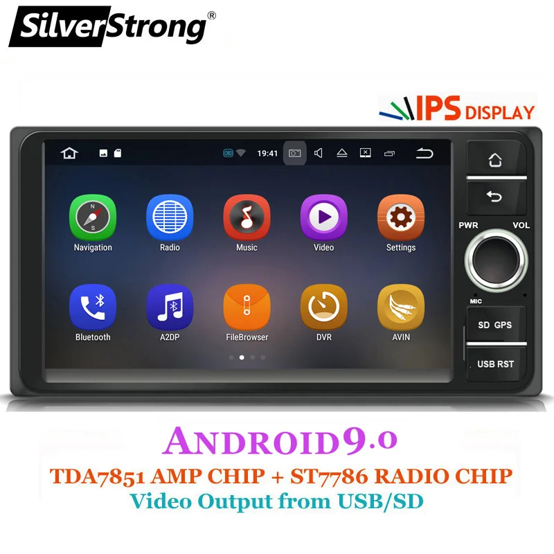 SilverStrong 2Din ips Android9.0 Универсальный Автомобильный 2Din E120 для Toyota Corolla 7 дюймов видео для hilux Rav4 prado 4 тюнер ips панель