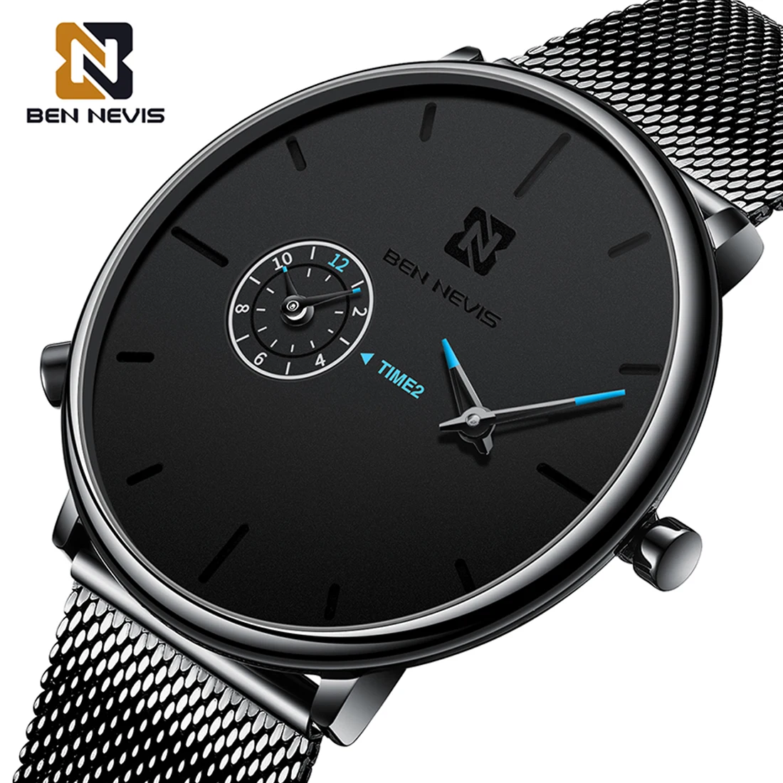 Мужские ультратонкие часы BEN evis с несколькими часовыми поясами черные мужские