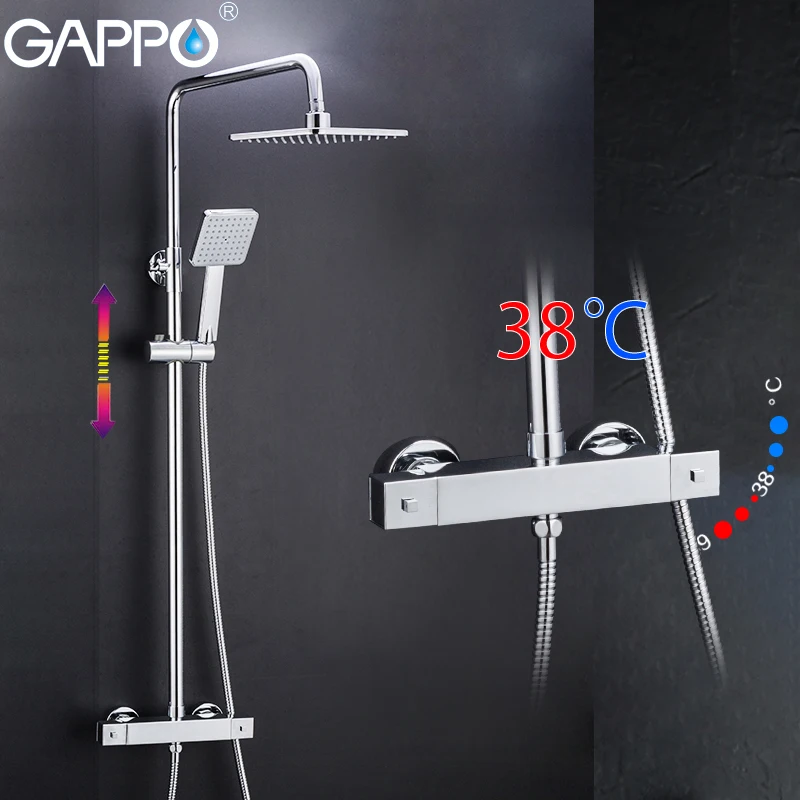 GAPPO Душевая система, смеситель для ванной комнаты, смеситель для воды, термостат, кран, водопад, настенное крепление, смеситель для душа, дождевой душевой набор