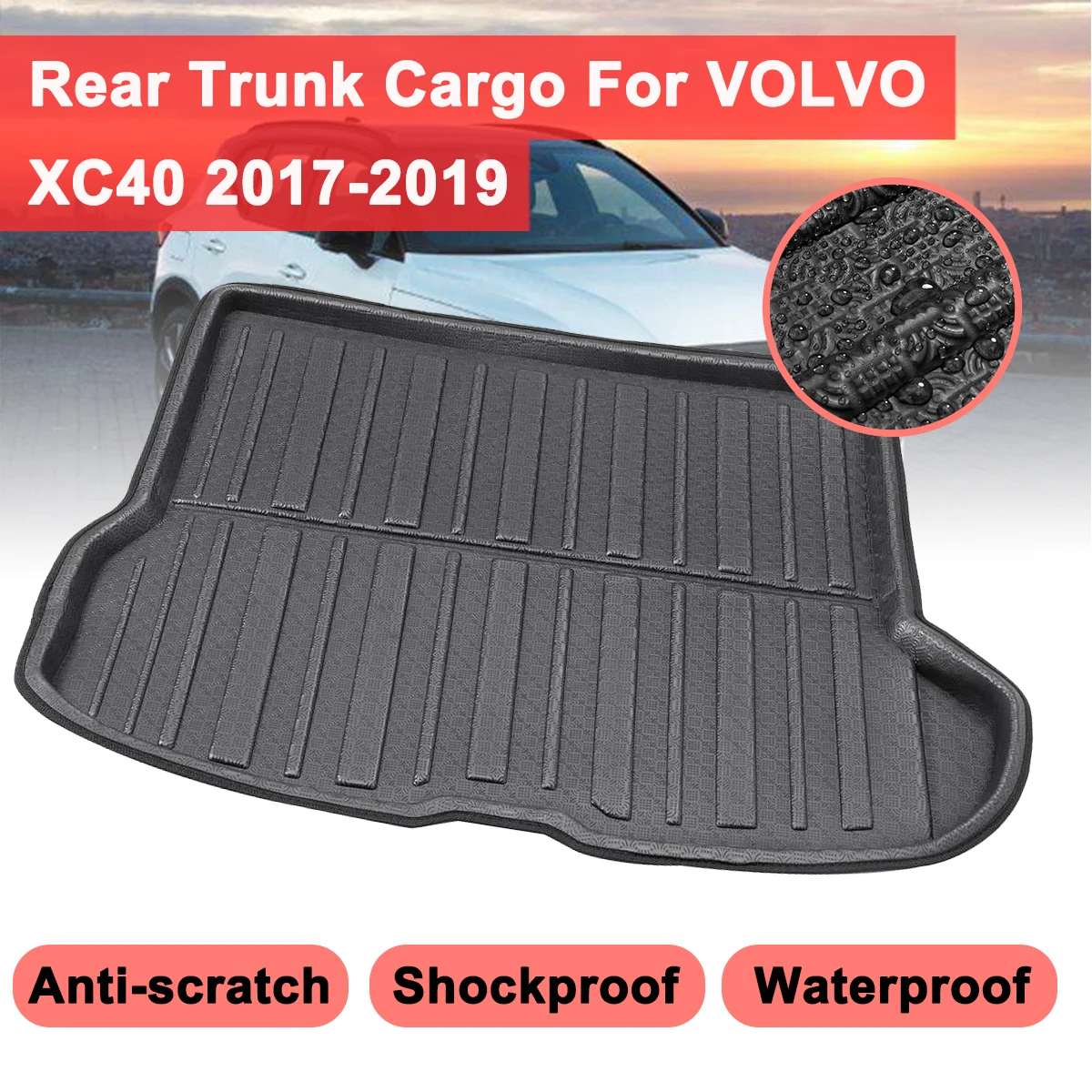 

For Volvo XC40 2017 2018 2019 Car Rear Trunk Cargo Mat Auto Boot Liner Tray Floor Sheet Carpet Mud Protector Waterproof