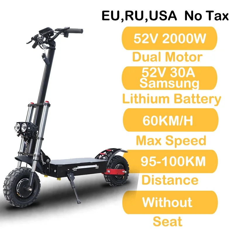 2000w52v30anoseat 11 дюймов 60 в 3200 Вт внедорожный электрический скутер 100-110 км мощный складной электрический велосипед самокат для взрослых с сиденьем - Цвет: 2000w52v30anoseat