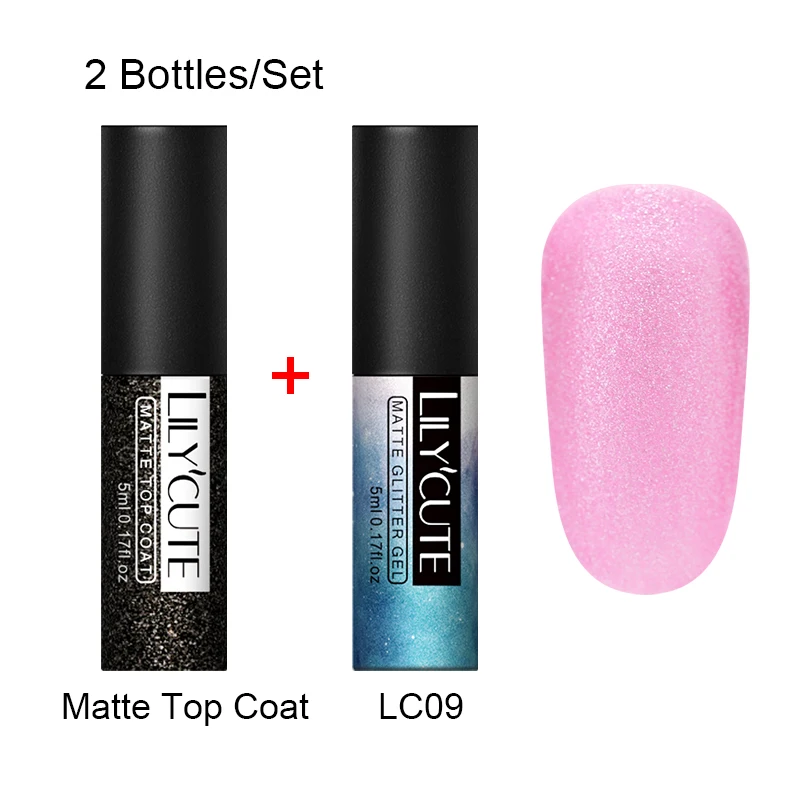 2 Bottles 9 LILYCUTE матовое верхнее покрытие Цвет УФ-гель для ногтей Полупостоянный личная гигиена лак для ногтей, маникюр Гель-краска для ногтей маникюр - Цвет: 2 Bottles 9