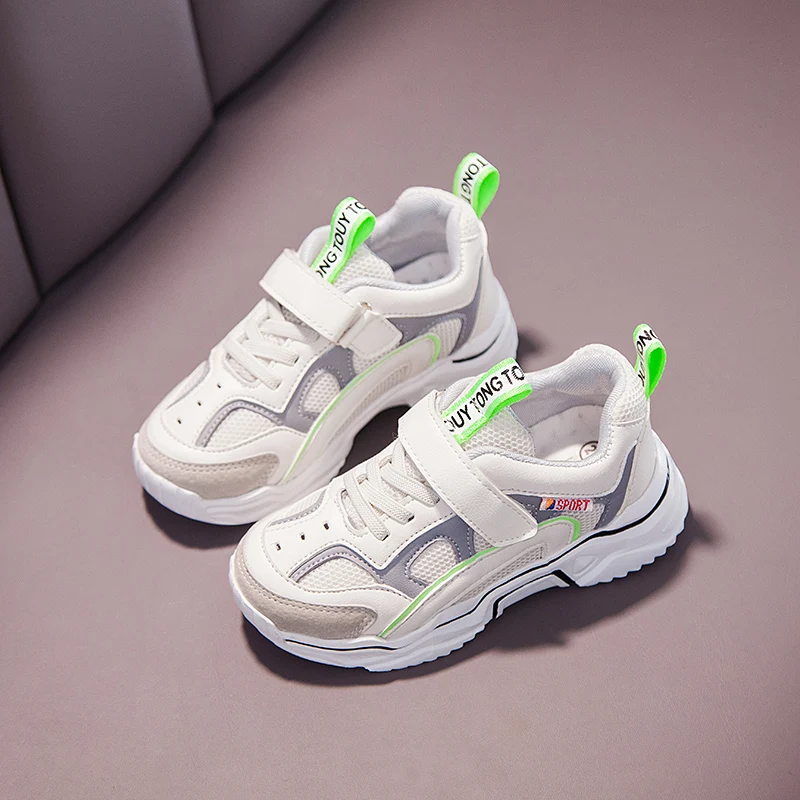 Осенняя Новая модная детская мягкая дышащая сетчатая спортивная обувь для