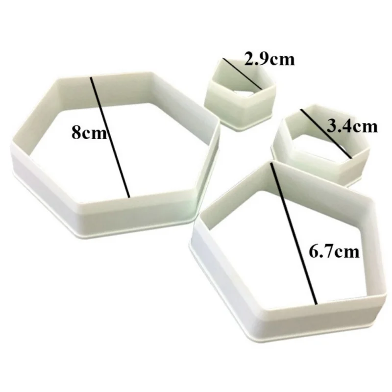 

4 Size Cake Decoration Fondant Mold Cookies Cutter Soccer Ball Cookie Plastic Hexagon Cutter Gumpaste Fondant Mold