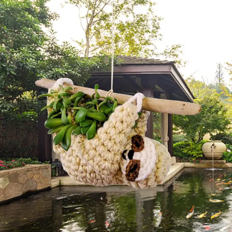 

Sloth Fabric Flower Pot Flowerpot Plant Holder Macrame Plant Hanger Basket Indoor Home Decor Wall Hanging Planter Plant Holder