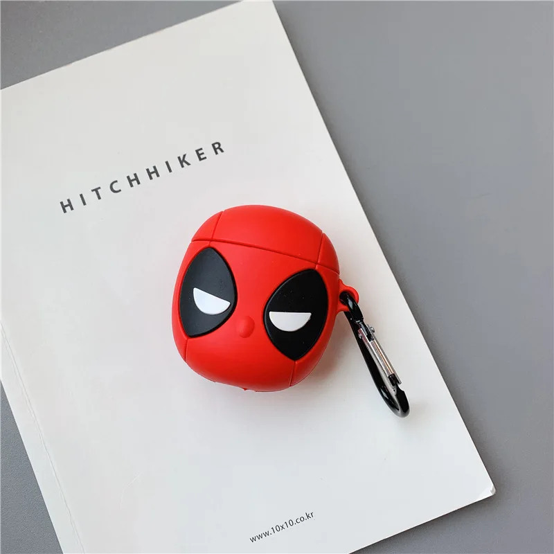 Deadpool Для AirPod 2 Чехол 3D Дэдпул мультфильм Мягкие силиконовые беспроводные кожухи головных телефонов для Apple Airpods чехол милый чехол Funda - Цвет: Deadpool