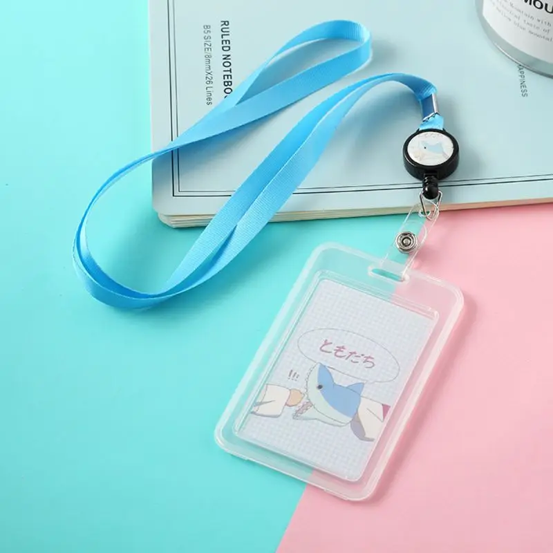 

Cartoon Plastic Bus ID Card Holder Case Badge Retractable Reel Neck Strap Lanyard