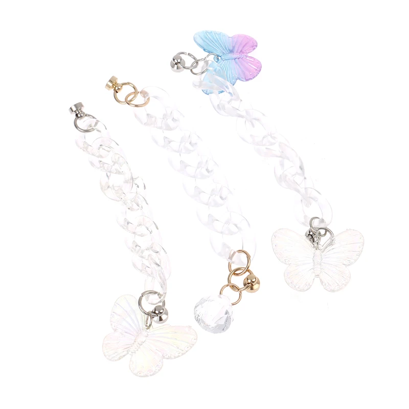

Прозрачная цветная AB бабочка искусственная акриловая цепочка DIY брелок для телефона чехол украшение ювелирные изделия аксессуары