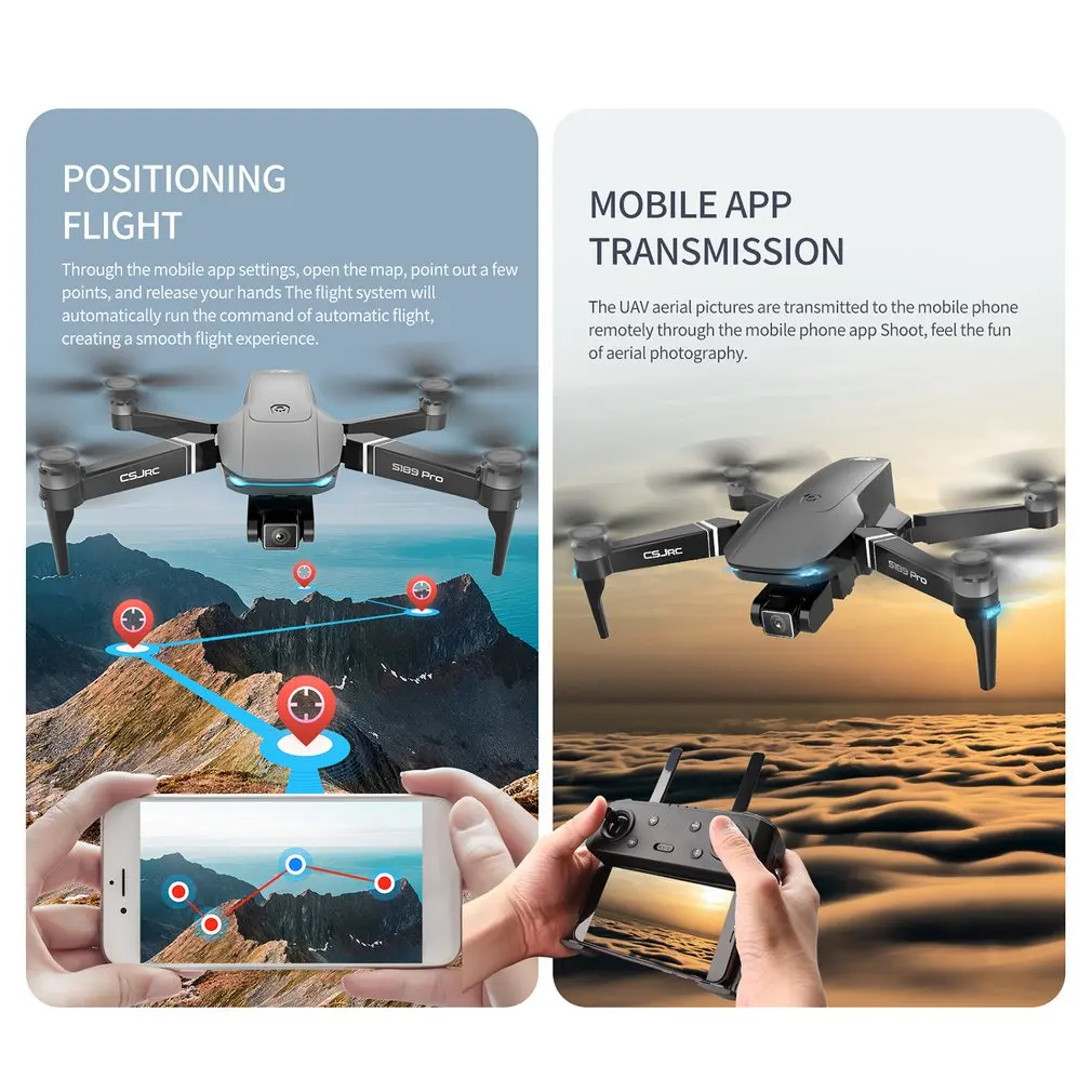 

High Definition S189pro Foldable GPS Real-time Transmission Remote Control Aircraft One-key Return Aircraft