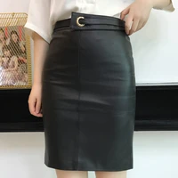 meshare women spring genuine real sheep leather skirt w26