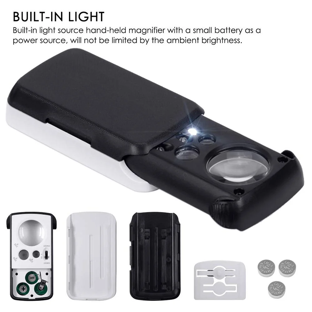 

LED Slide-Out Jewelers 10X 20X 30X Magnifying Magnifier Jeweler Eye Glass Loupe Loop With LED Light For Gems Jewelry Coins Stamp