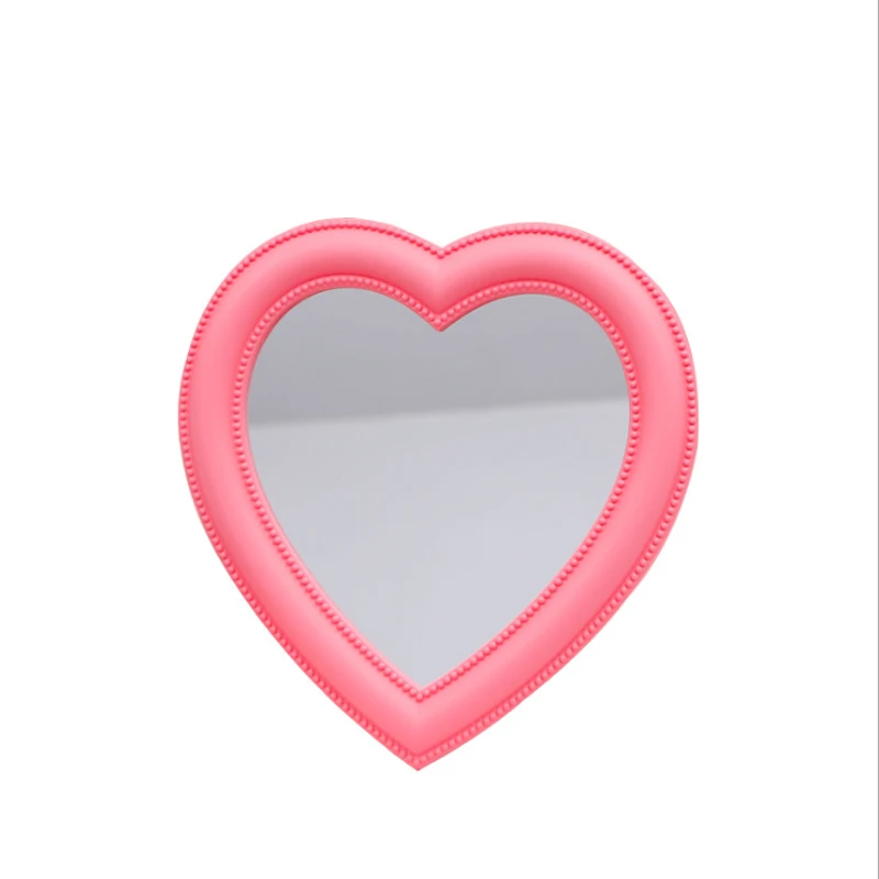 pink Розовое любовное зеркало, настольное туалетное зеркало, настенное зеркало двойного назначения, зеркало для макияжа, украшение для комнаты, настенное зеркало в форме сердца - Цвет: pink