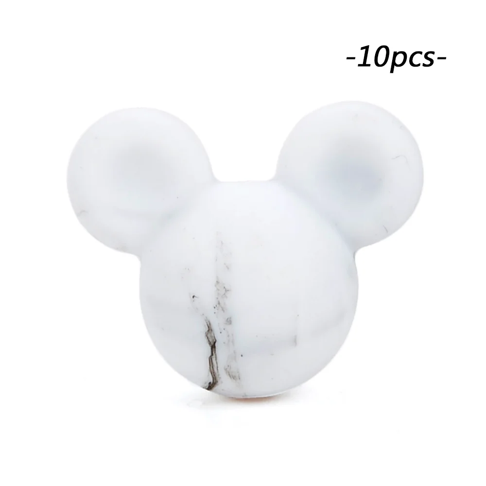 marble LOFCA силиконовые бусины Микки 10 шт Детские бусины для прорезывания зубов жевательные продукты пищевого силикона BPA бесплатно Соска-подвеска для изготовления ожерелья - Цвет: marble