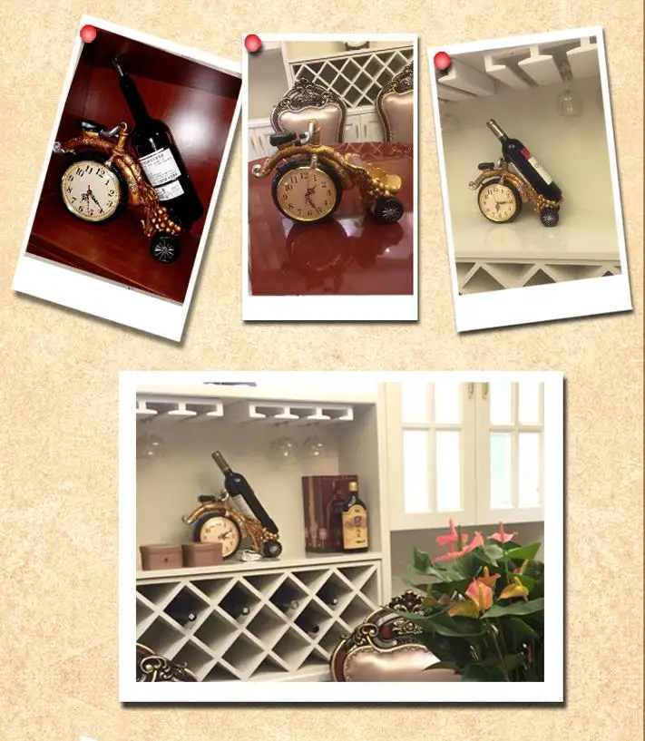 Creative Wine Bottle Holder of Tricycle With Clock Wheel