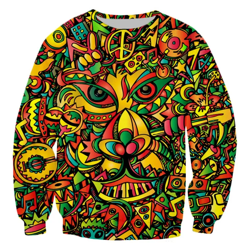 

2021 men's sweatshirt 3D overall print Harajuku rock hip-hop Bob singer Marley reggae clothing street casual zipper hoodie