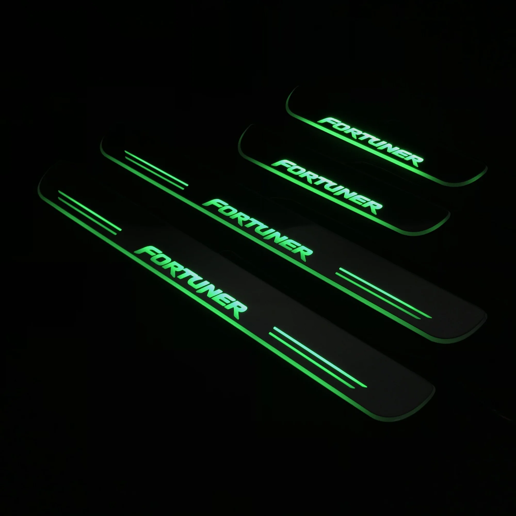 

Rqxr Led Moving Door Scuff for Toyota Fortuner Dynamic Door Sill Plate Flat Lining Overlays Welcome Flow/fixed Light, 4pcs