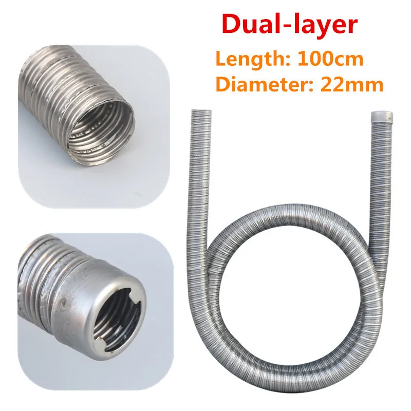 

100cm Dual-layer Car Truck Heater Exhaust Pipe 22mm Air Diesel Heater Exhaust Hose Tube Stainless Steel For Webasto Eberspacher