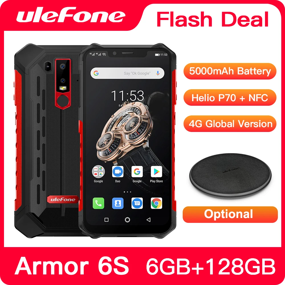 Ulefone Armor 6 телефон смартфон телефоны смартфоны Android 8.1 водонепроницаемый IP68 NFC 6GB+128GB