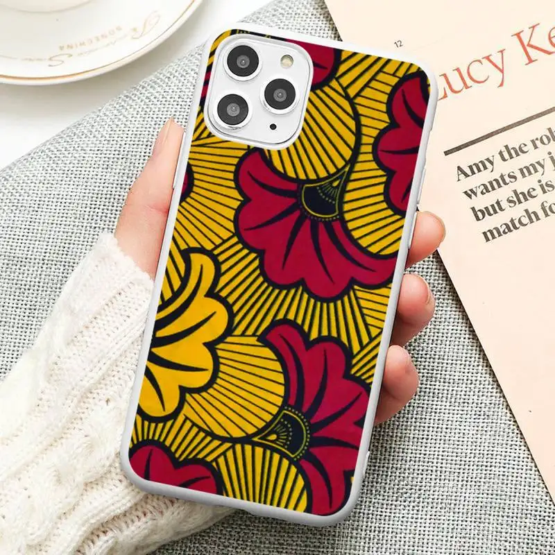 

color African style fabric print Phone Case Candy Color for iPhone 6 6S 7 8 11 12 XS X SE 2020 XR mini pro Plus MAX funda