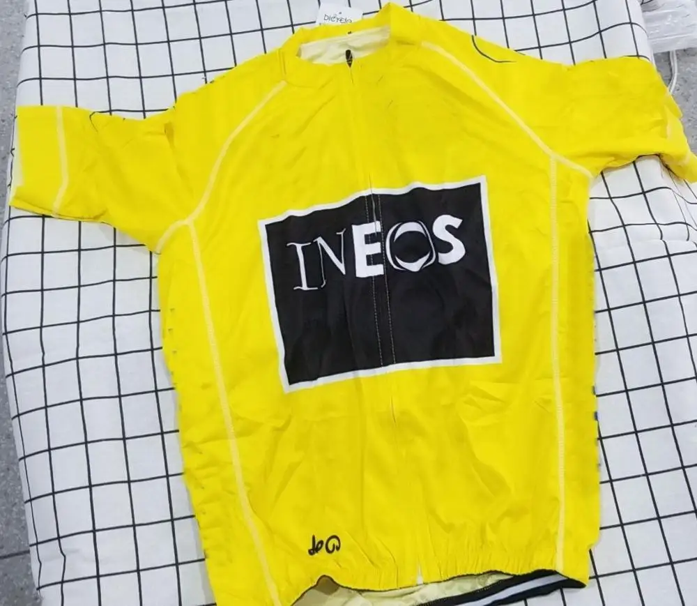 2019 г. INEOS PRO TEAM желтая велосипедная майка с коротким рукавом летняя одежда для
