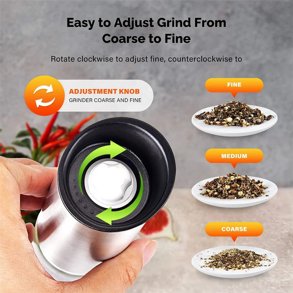 Перезаряжаемая через USB электрическая мельница для перца Гравитационный шейкер