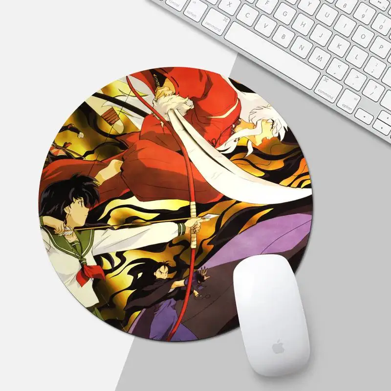 

Inuyasha Anime Rubber Mouse Durable Desktop Mousepad Round Non-slip Cushion