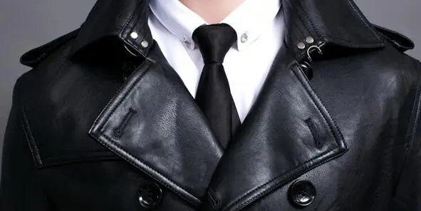 

Black mens pu leather trench coats man Medium length coat men fashion clothes slim fit overcoat long sleeve 2020 new designer