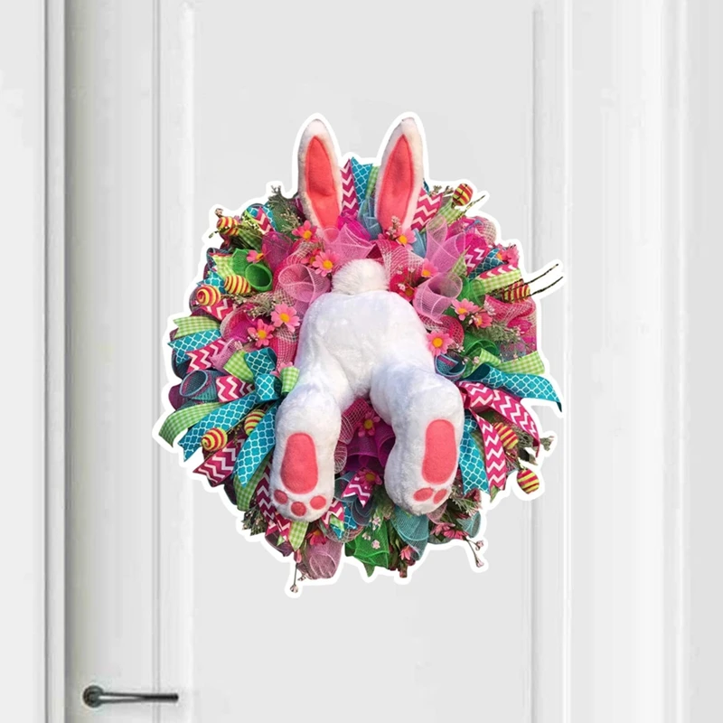 DIY Украшение Пасхальный кролик забавные венок стены Sticke мультфильм животных