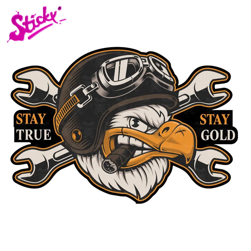 Липкая наклейка на автомобиль Oldschool с Лысой орелом курить сигару оставайтесь