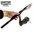 Телескопическая удочка с катушками для спиннинга, набор для путешествий, рыболовные снасти