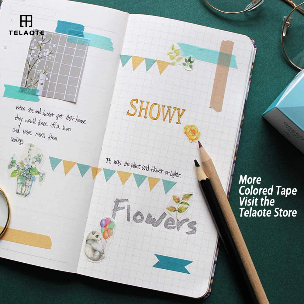 

5rolls*2m Cute Grid Stripe Washi Tape Solid Color Masking Tape Decorative Adhesive Tape Sticker Scrapbooking Planner Stationery