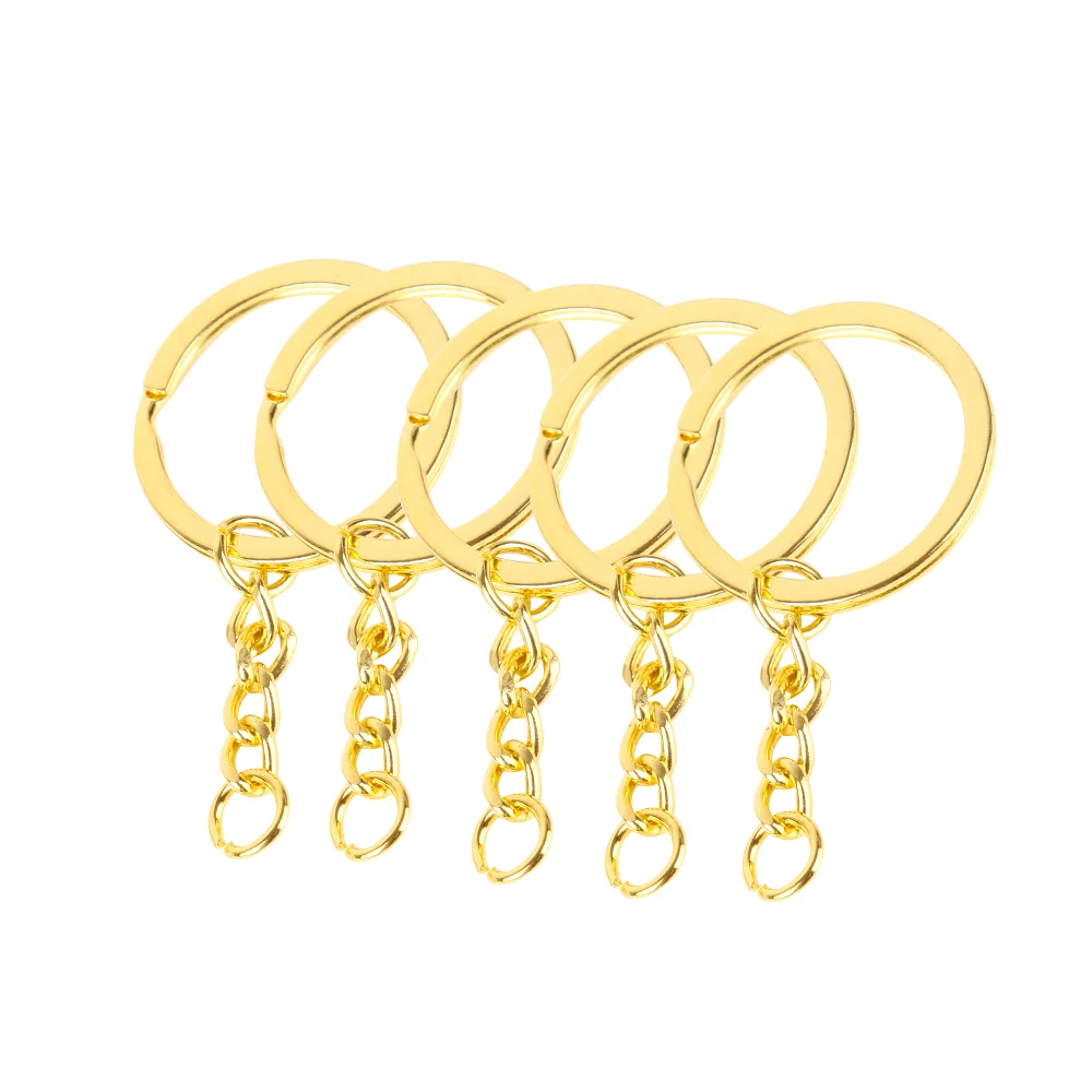 

5Pcs/set Key Chains with Split Ring Bronze Rhodium Gold 30mm Long Round Split Keyrings Keychain DIY Jewelry Making Wholesale